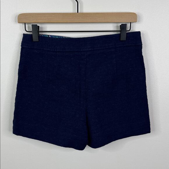 TRINA TURK Indigo Palm Navy Blue Flat Front Tailored Shorts Women's Size 0 - Picture 4 of 6